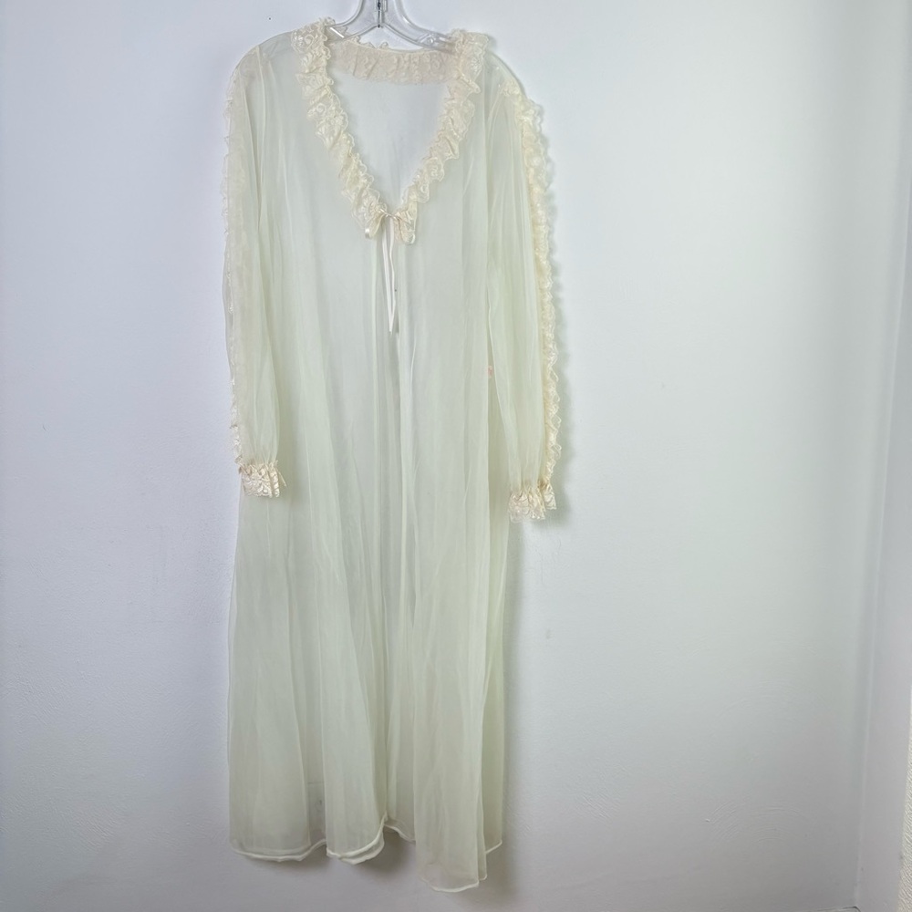 Vintage Ethereal Victorian Chiffon Bridal Wedding Peignoir Nightgown Robe Set 2X - Picture 17 of 17